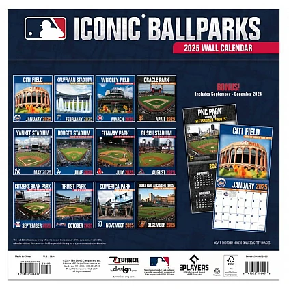 MLB Iconic Ballparks 2025 Wall Calendar