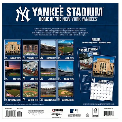 2025 Yankee Stadium Wall Calendar