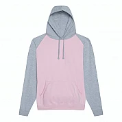 Felpa con cappuccio a contrasto: Rosa baby/Grigio acqua