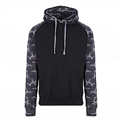 Felpa con cappuccio a contrasto: Nero Camo