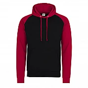 Felpa con cappuccio a contrasto: Nero/Rosso
