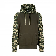 Felpa con cappuccio a contrasto: Verde Camo