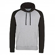 Felpa con cappuccio a contrasto: grigio erica/nero