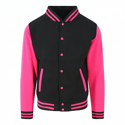 Chaqueta universitaria negro/rosa