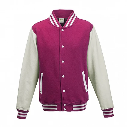 Chaqueta universitaria rosa fuerte/blanco