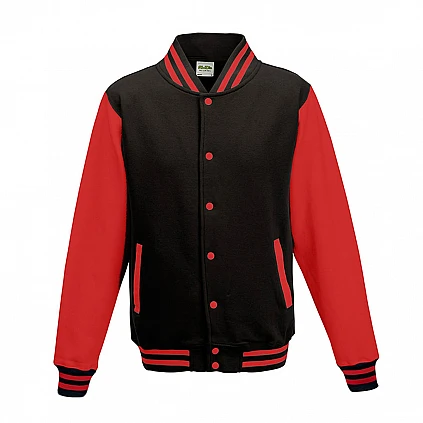 Chaqueta universitaria negro azabache/rojo