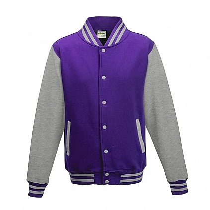 Chaqueta universitaria purpura/gris jaspeado