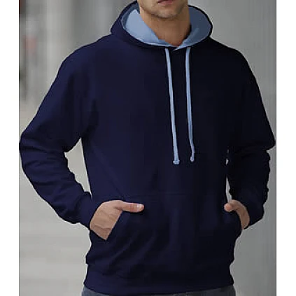 Capuchon Sweater 2 Kleuren: Navy/Lichtblauw