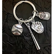 Llavero Plata: Guante, bate, pelota, gorra
