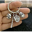 Llavero Plata: Guante, bate, pelota, gorra