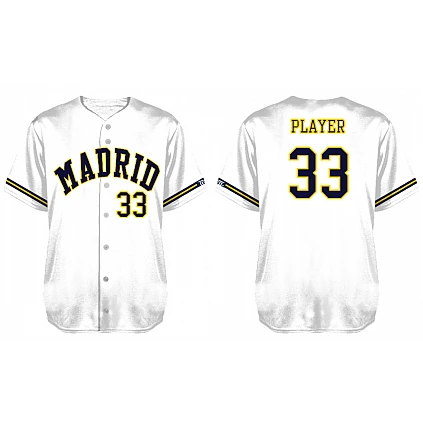 Camisa Madrid Brewers: White, Flatback Mesh