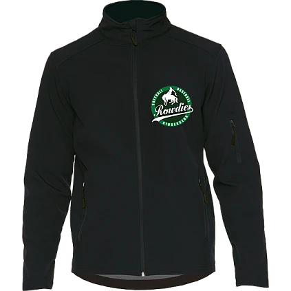 Rowdies Softshell Jas: Zwart, Rond logo