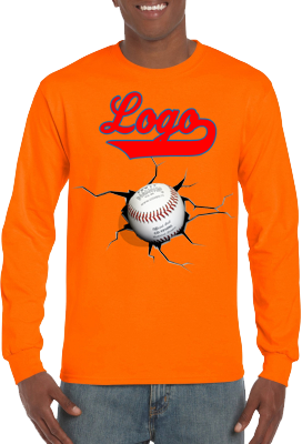 Club T-Shirt, Long Sleeve: Crack Baseball