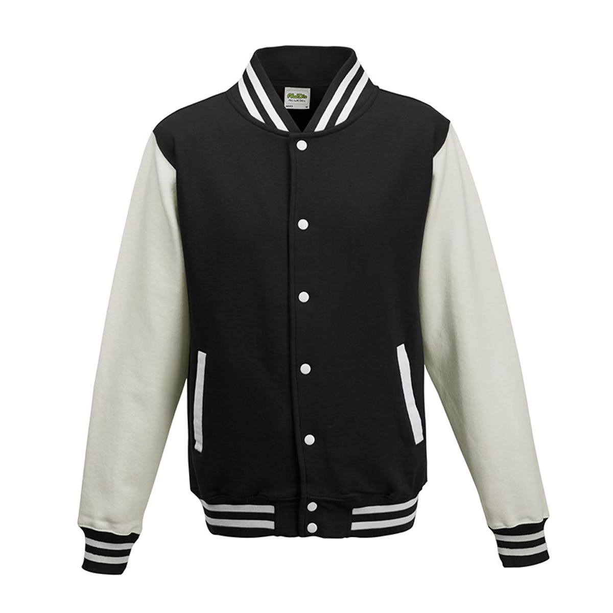 Chaqueta universitaria negro azabache/blanco
