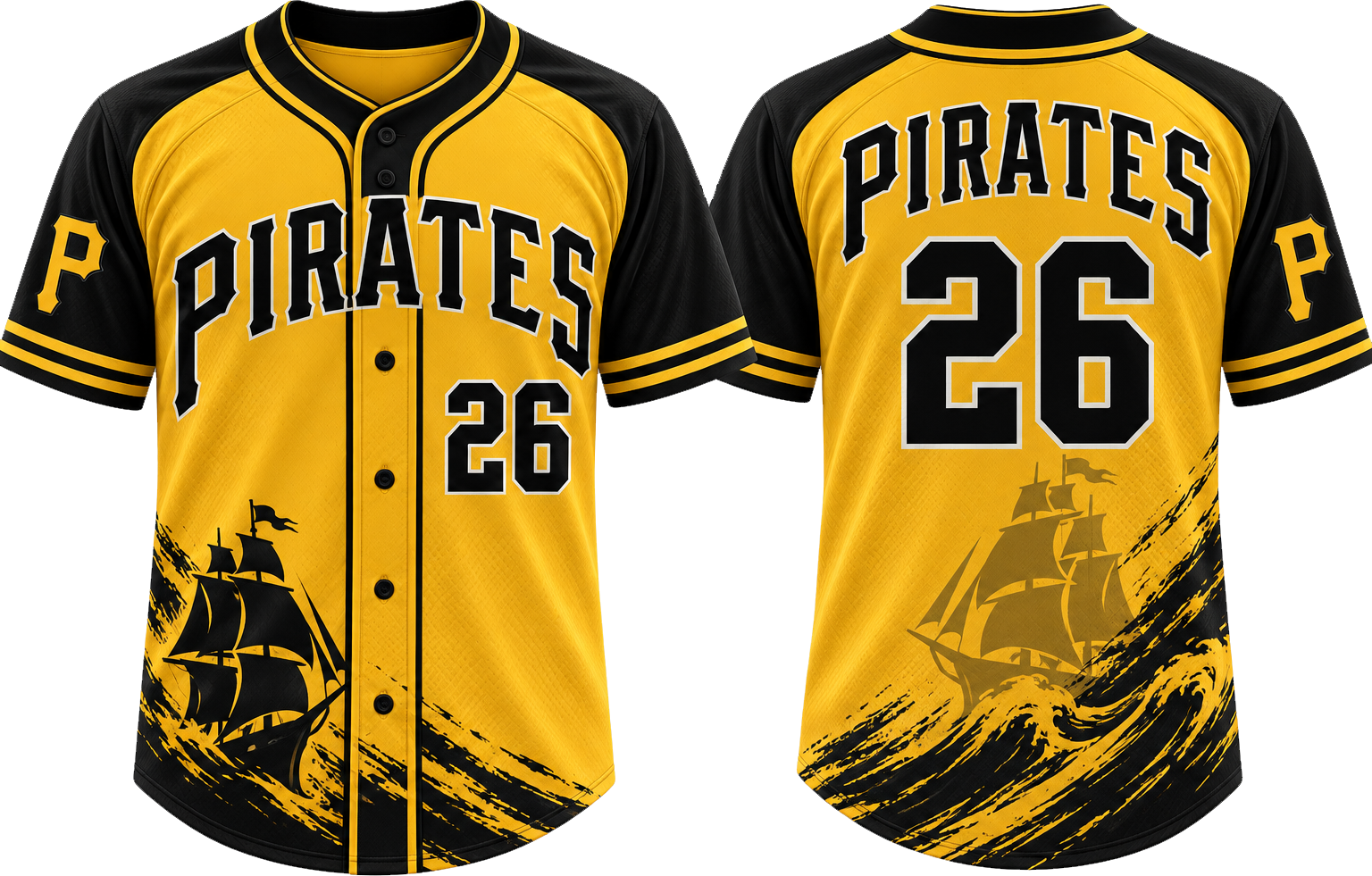 Amsterdam Pirates Alternate Jersey, Flatback Mesh
