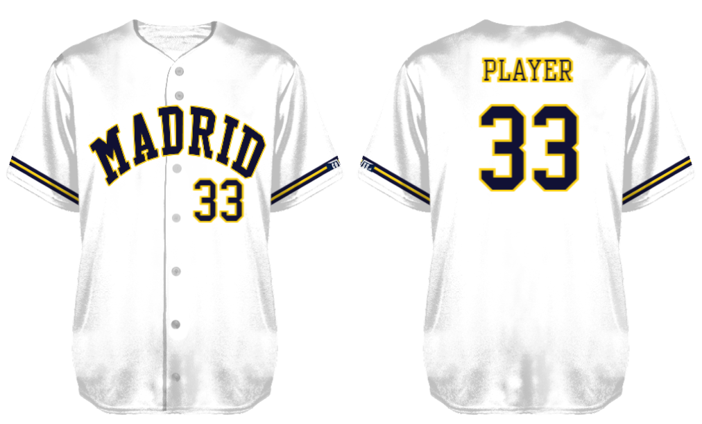 Madrid Brewers Jersey: White, Flatback Mesh: Women