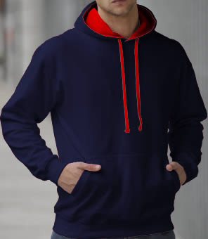 Hooded Sweater 2 Color: Navy/Red
