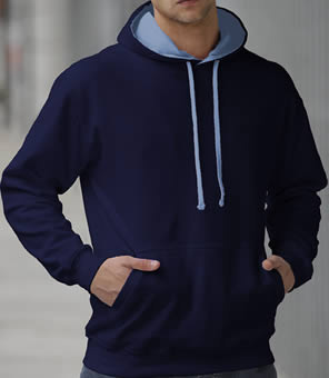 Hooded Sweater 2 Color: Navy/Columbian Blue